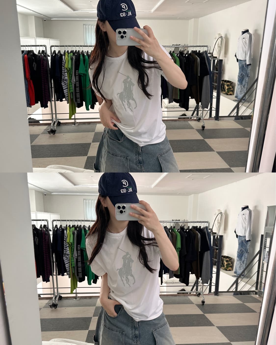 폴로 랄프로렌 화이트/실버 빅포니 폴리 반팔 티셔츠 상품이미지9