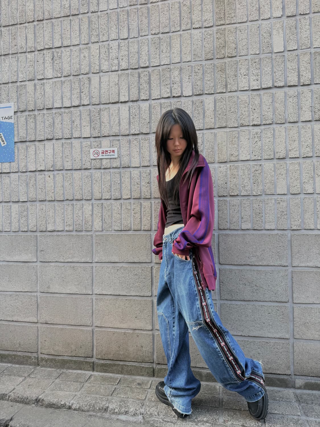 칼카니 사이드 지퍼 디테일 와이드 데님 팬츠 상품이미지3