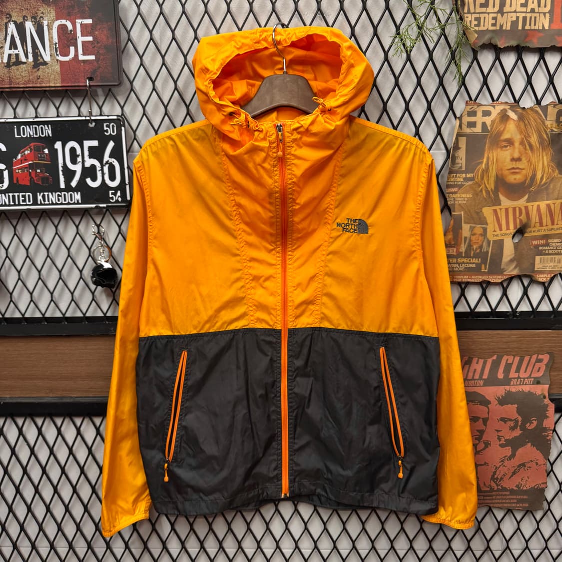 00s 노스페이스 아노락 후드 바람막이 전후면 로고 포인트 오렌지 상품이미지1