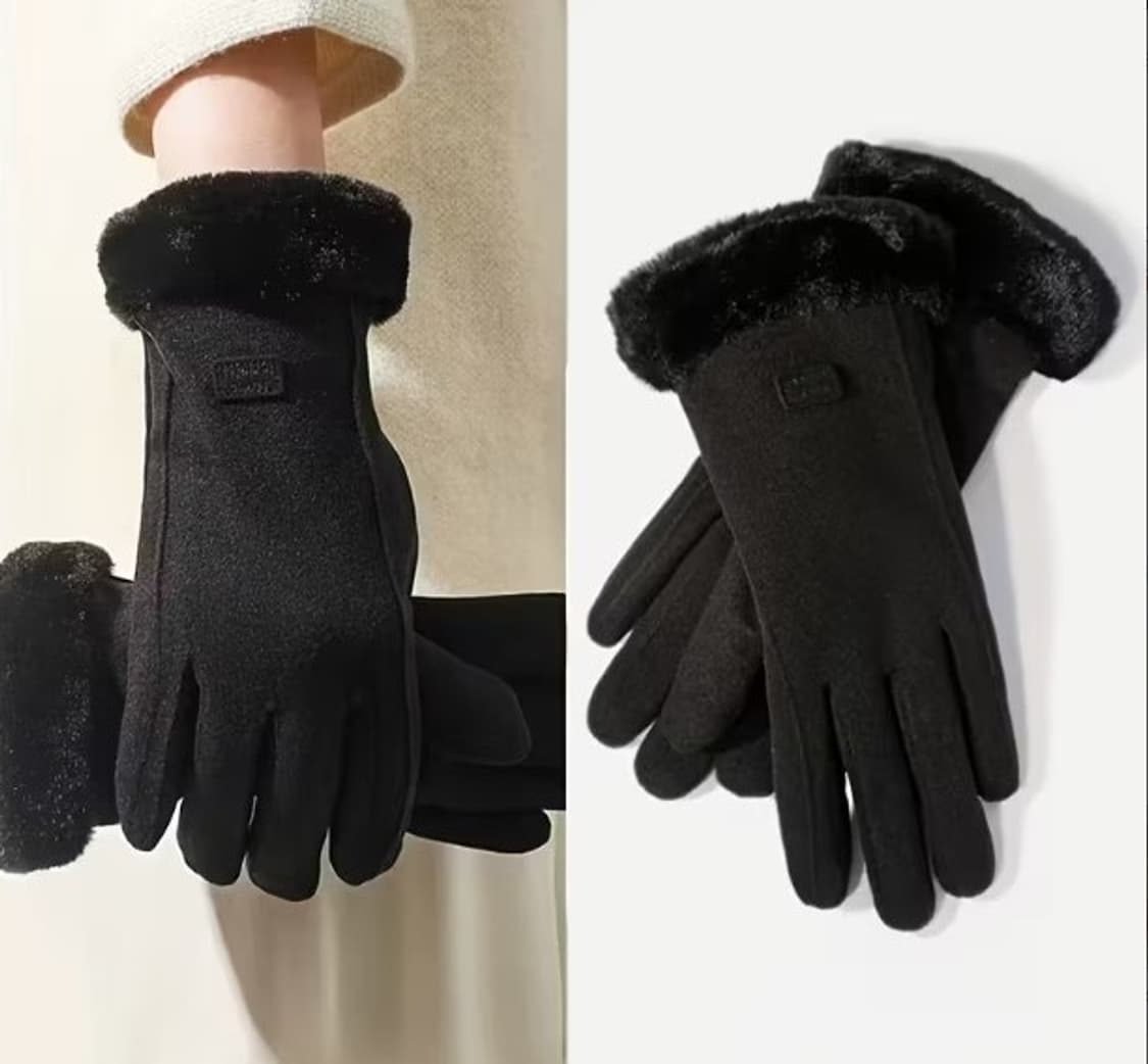 방한 두툼 보아퍼 안감 여성용 장갑 블랙 (새상품) 상품이미지2
