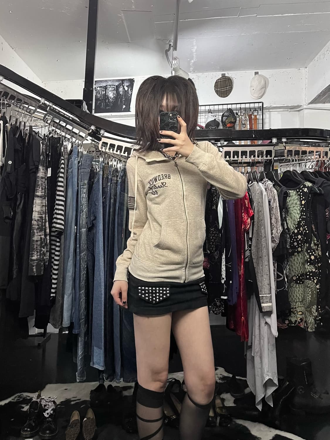 Y2K 패치 자수 후드집업 상품이미지1