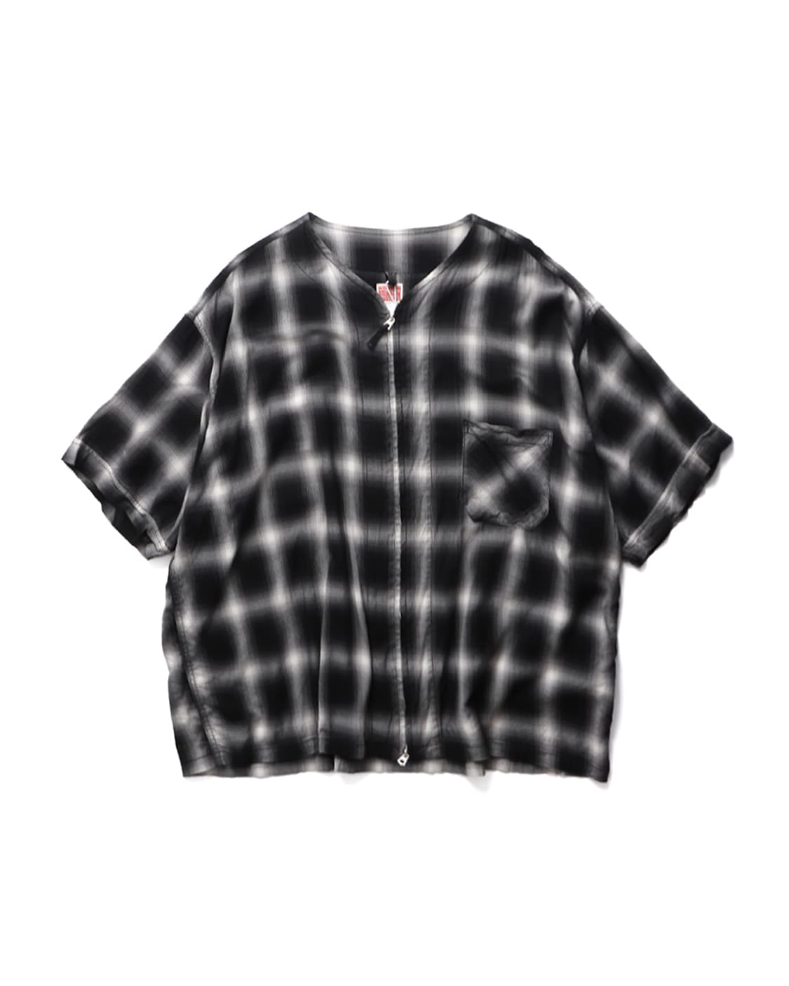 HINSON Ombre Check Zip S/S Shirt 상품이미지1