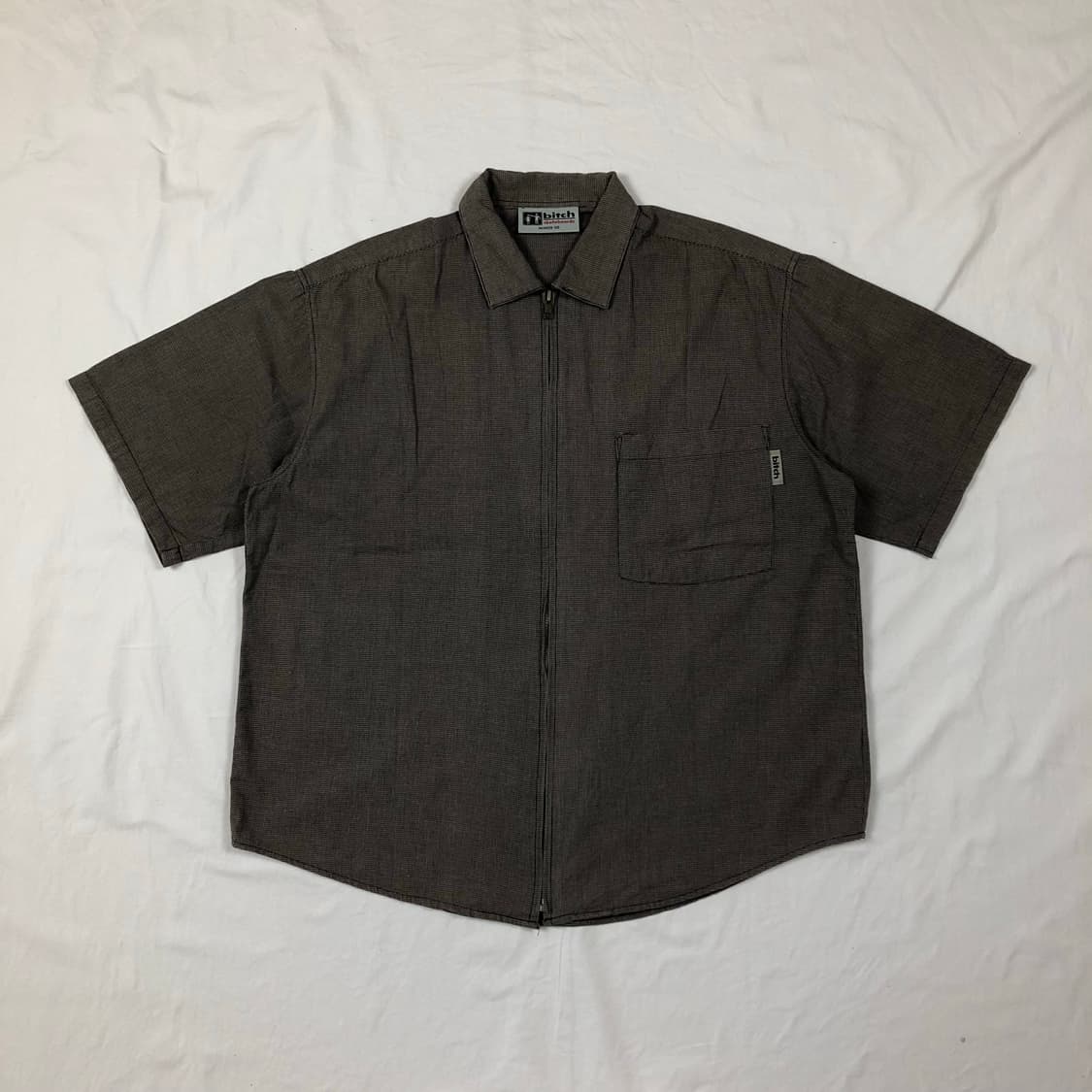 90s 비치스케이트보드 bitch 포켓 체크 지퍼셔츠 상품이미지1