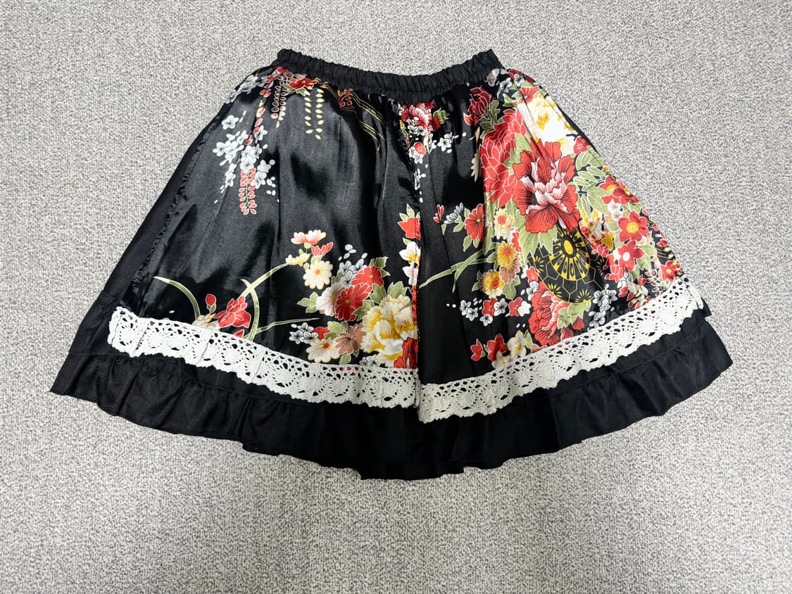 •Japanese Vintage 플로럴 레이스 밴딩 스커트 상품이미지1