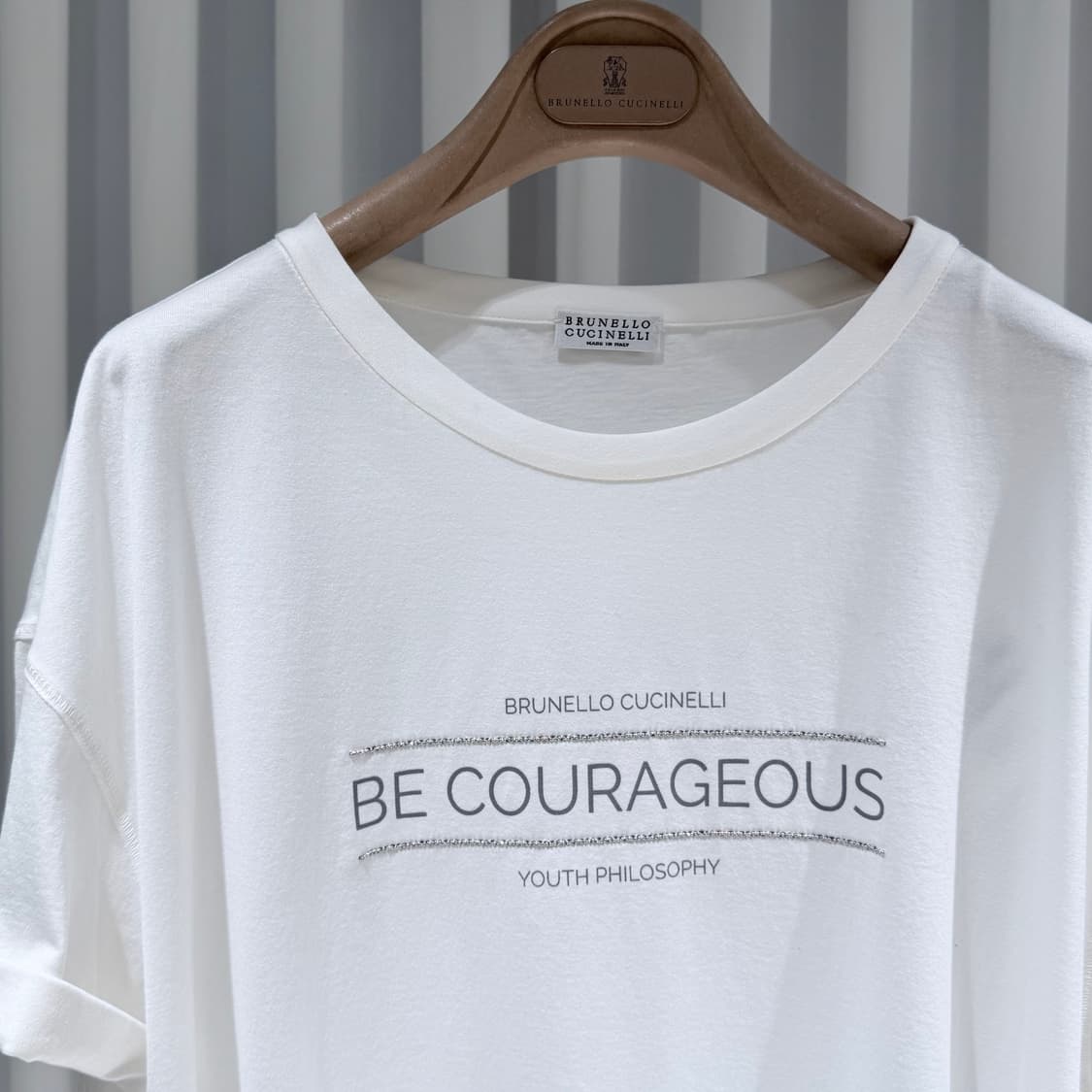 (A+/XXL) / 브루넬로쿠치넬리 프린팅 코튼 화이트 반팔 티셔츠 상품이미지4