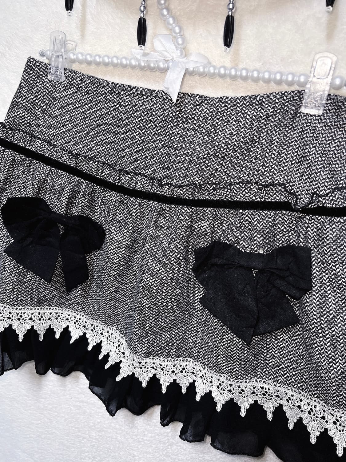 리즈리사 로맨틱고딕 갸루 로걀 고스로리타 글리터 레이스 리본 스커트 치마 상품이미지2