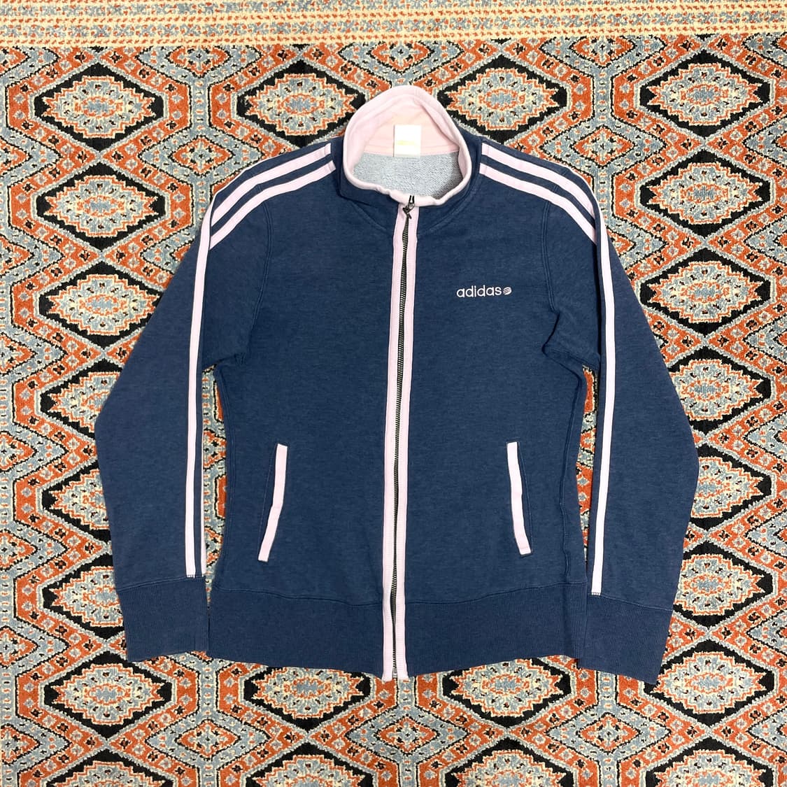 아디다스 삼선 블루네이비 코튼 집업져지 여성M 상품이미지1