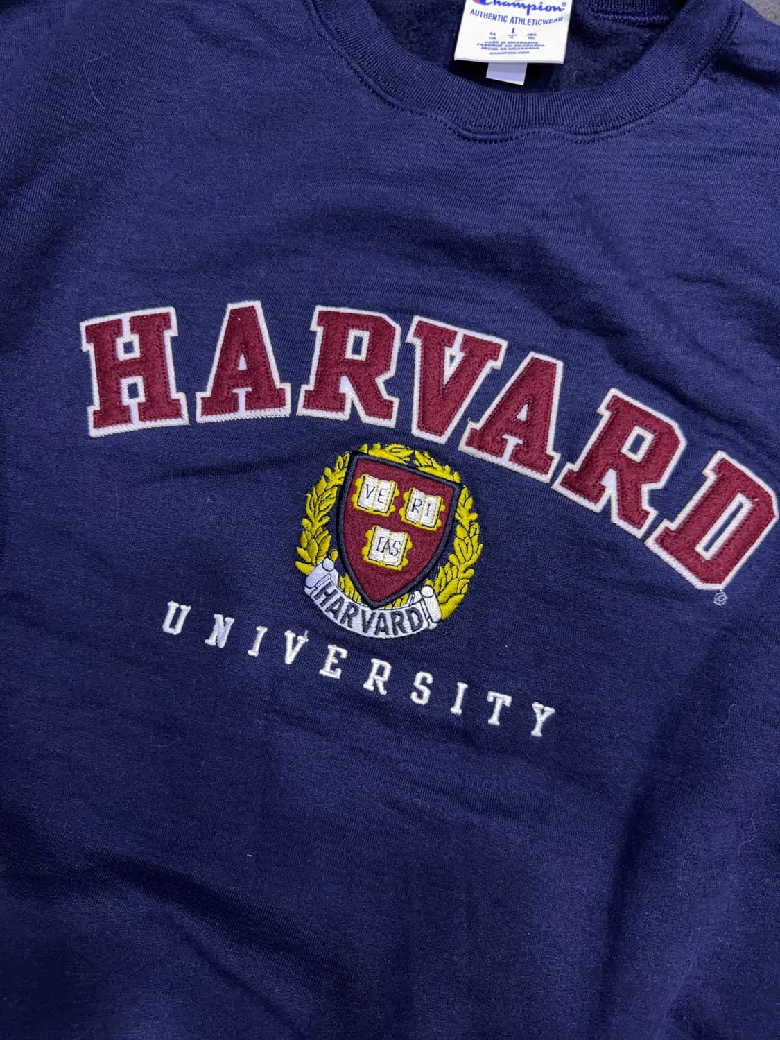 챔피온 하버드 대학교 패치 자수 맨투맨 스웻셔츠 네이비 L 상품이미지3