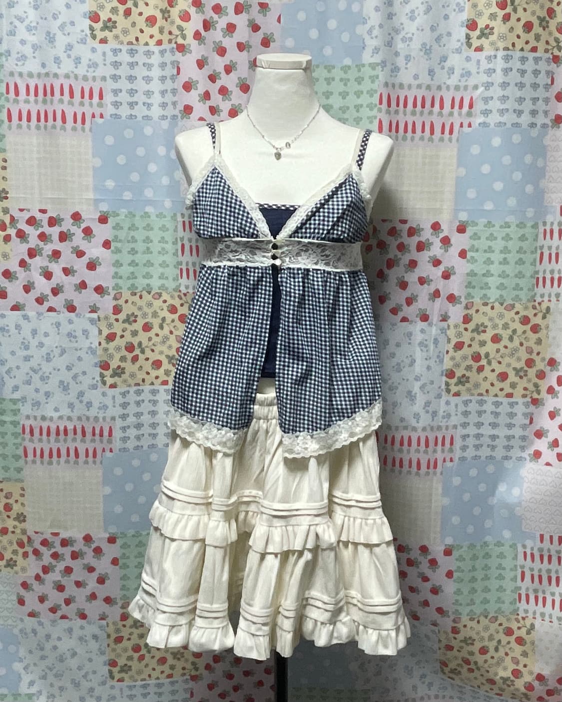 네이비 체크 베스트 + 이너나시 #모리걸 #바선생 상품이미지3