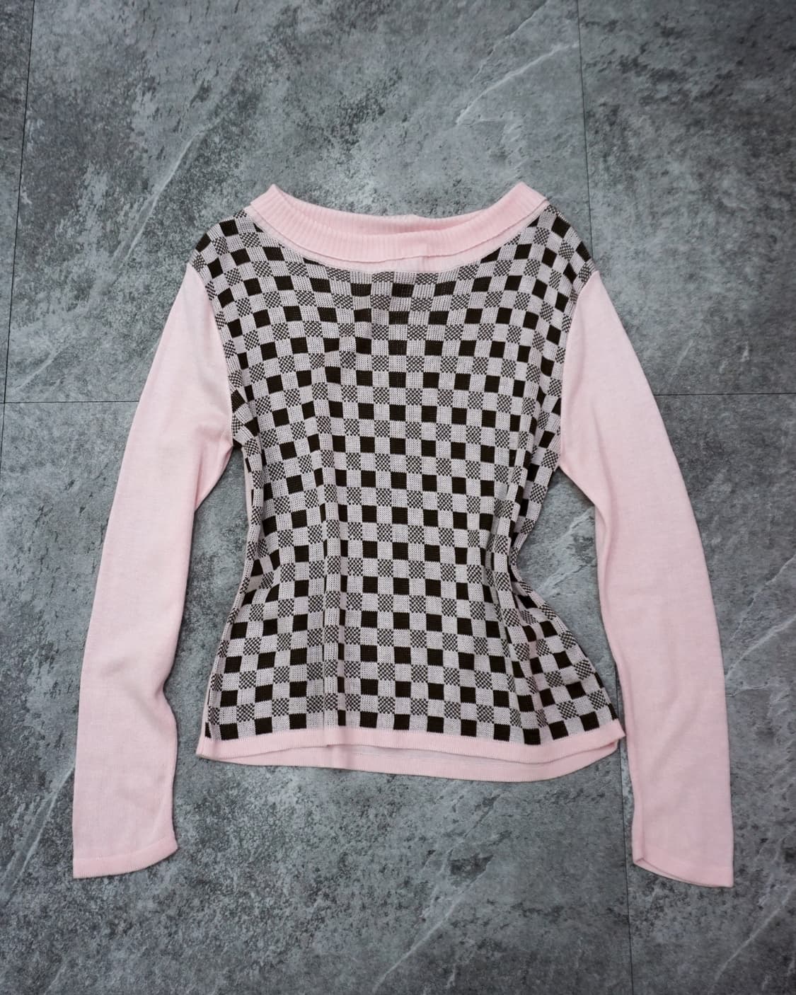 Pink Check Knit Top 상품이미지1