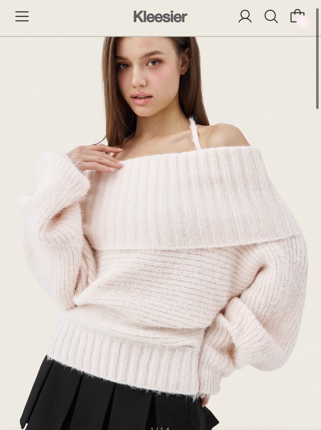 클리시어 팔레트 오프숄더 니트 핑크 상품이미지1