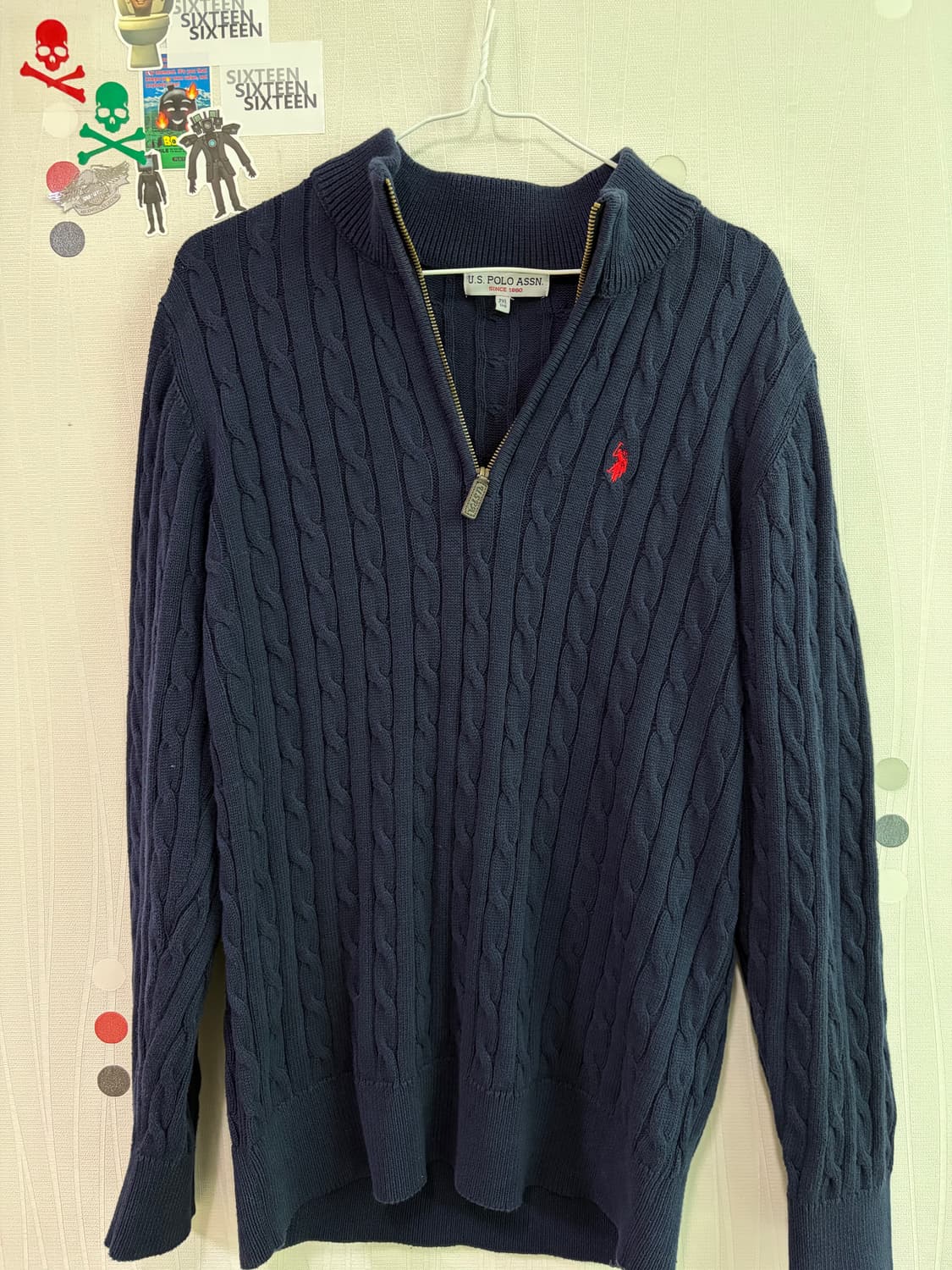 US 폴로 assn 꽈배기 반집업 니트 상품이미지1