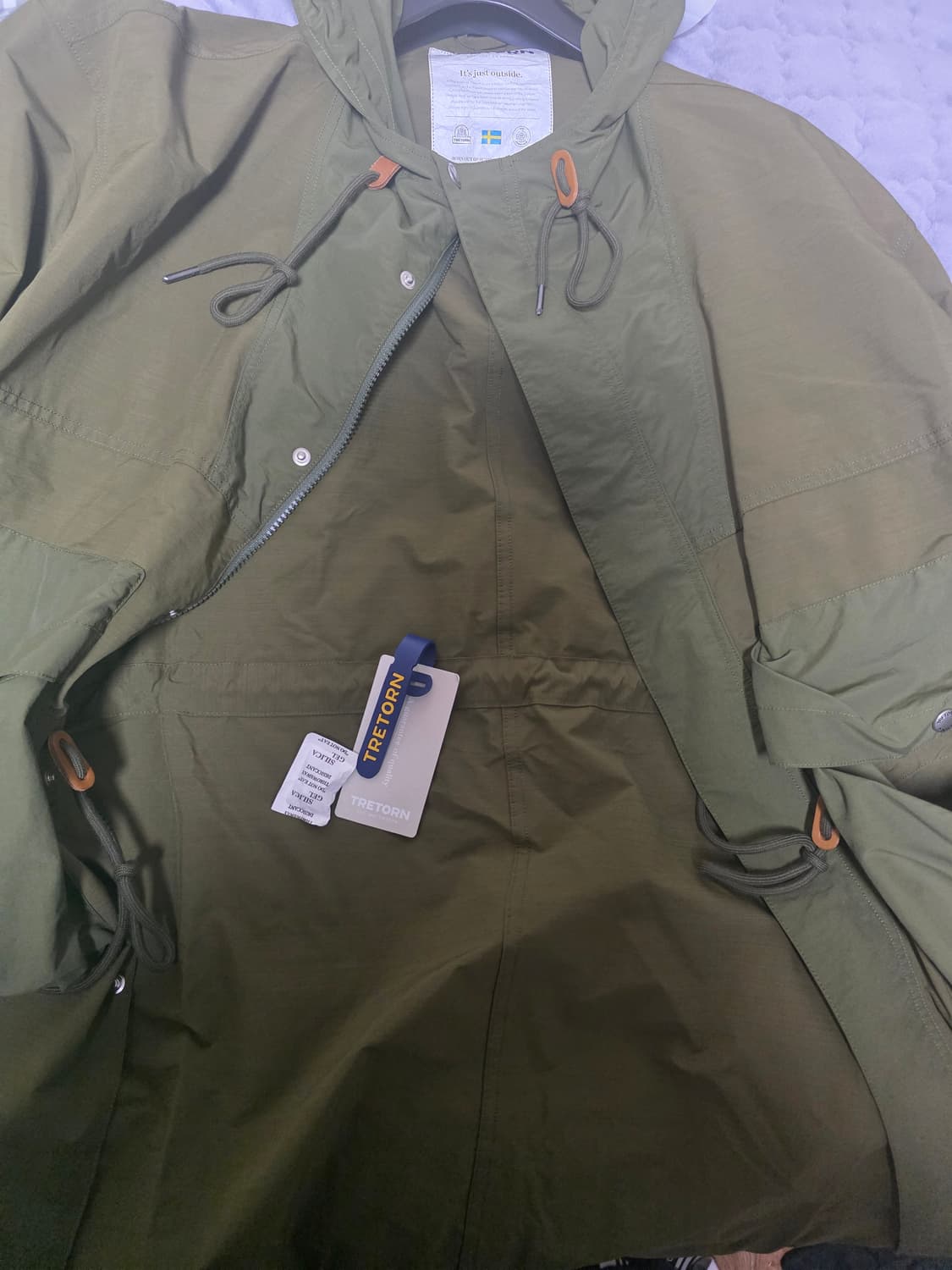 트레통 나일론 피쉬테일 후디 파카 올리브 L 사이즈 상품이미지1