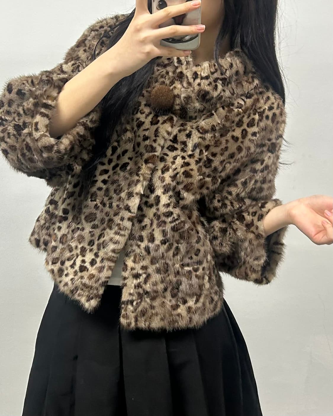[S] Deeo 레오파드 천연 밍크 퍼 숏 자켓 상품이미지2