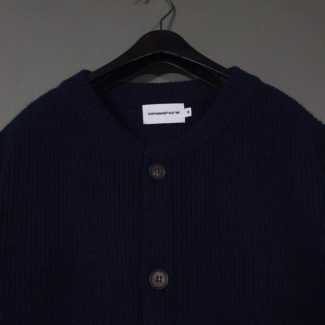 M) 에스피오나지 밀러 헤비웨이트 라운드넥 니트 스웨터 가디건 네이비 상품이미지4