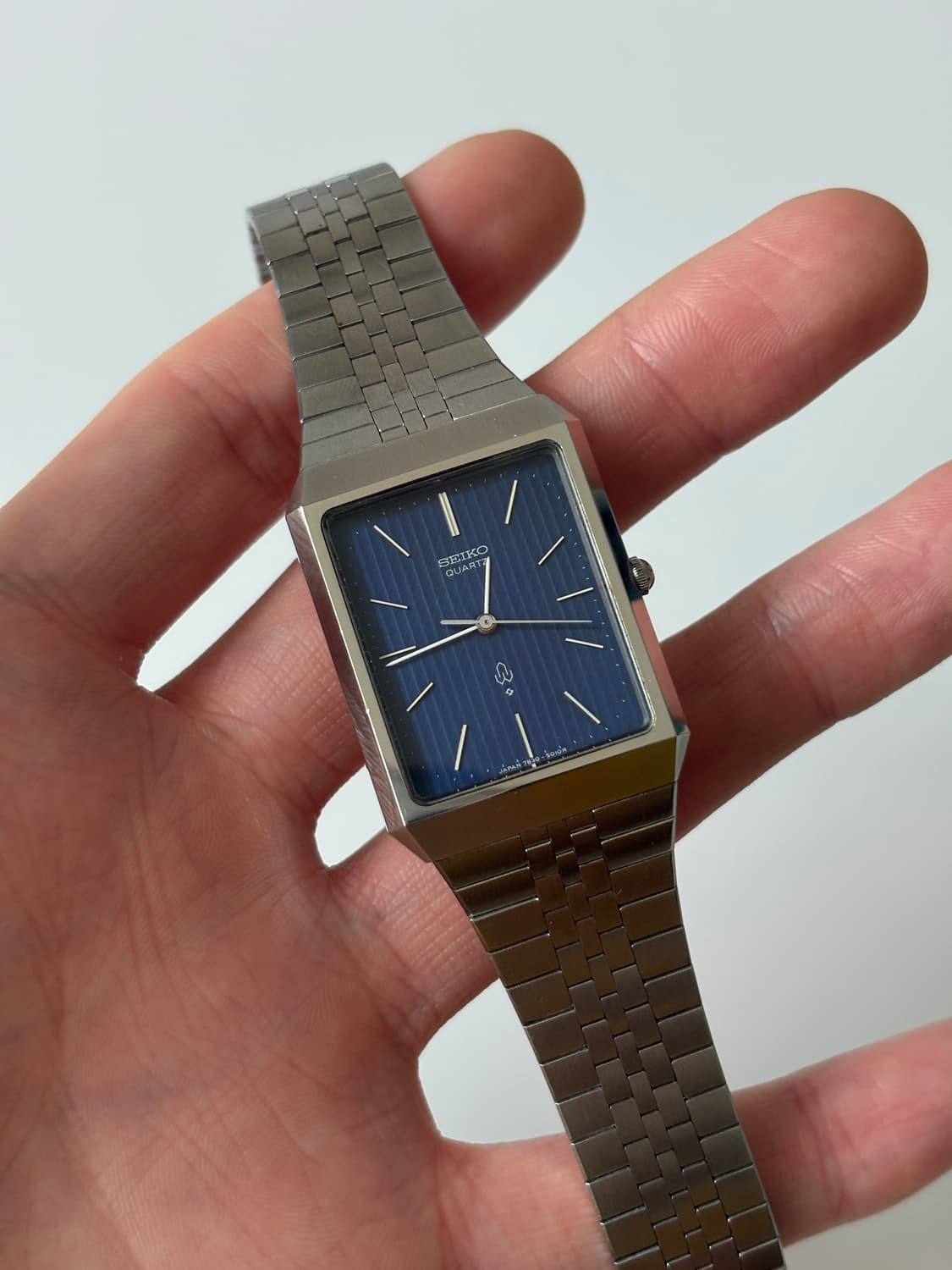 1980년대 Chariot 스트라이프 네이비 다이얼 스퀘어 쿼츠 남 상품이미지2