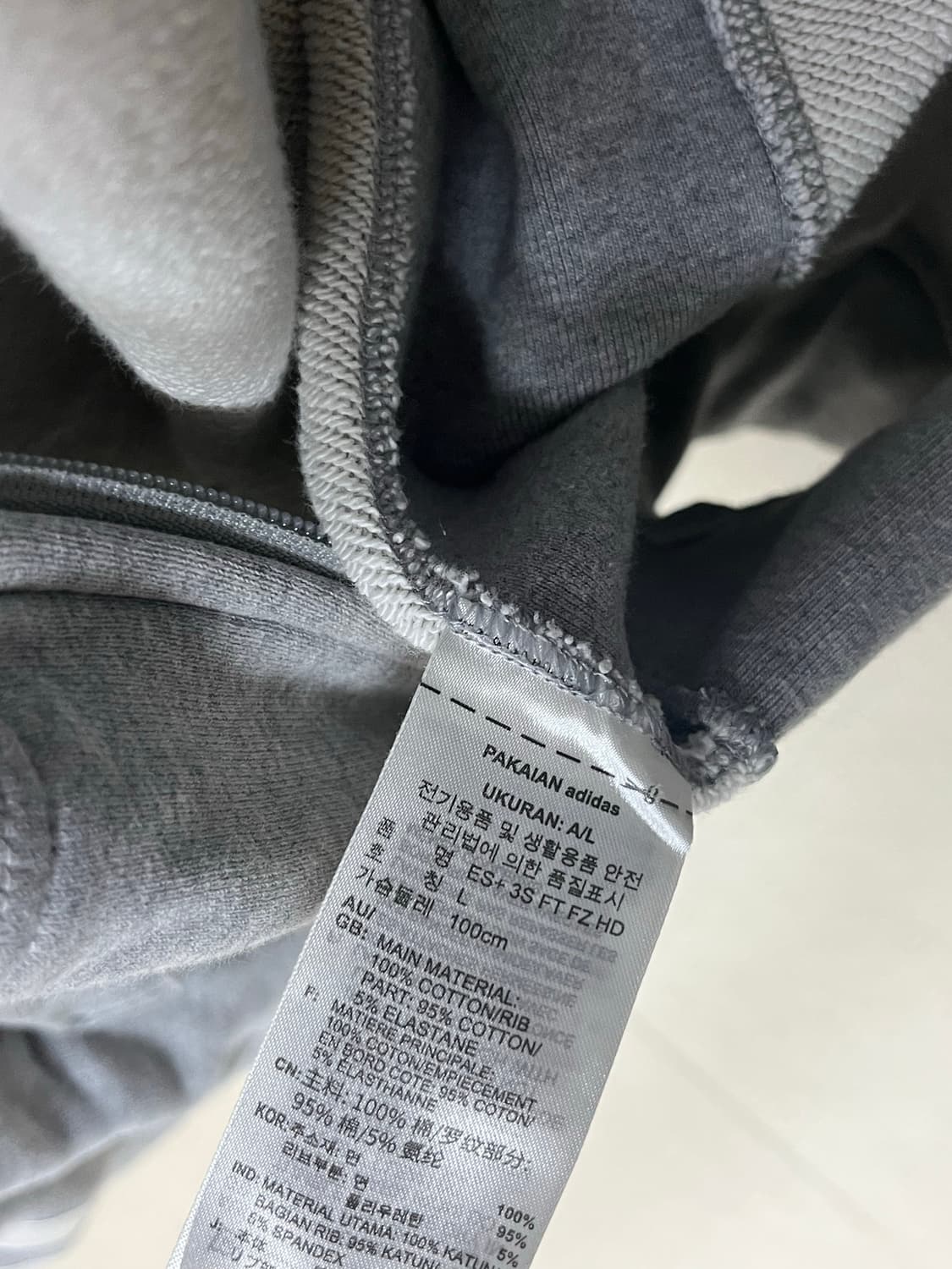 아디다스 삼선 후드집업 그레이 상품이미지4