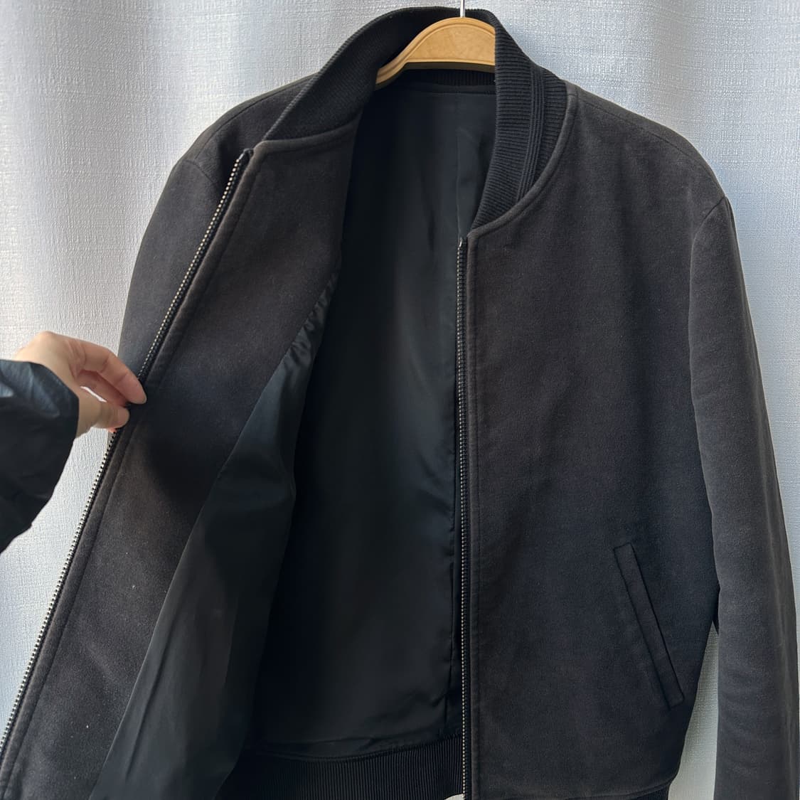 시스템 옴므 스웨이드 봄버 자켓 차콜 그레이 95 상품이미지6