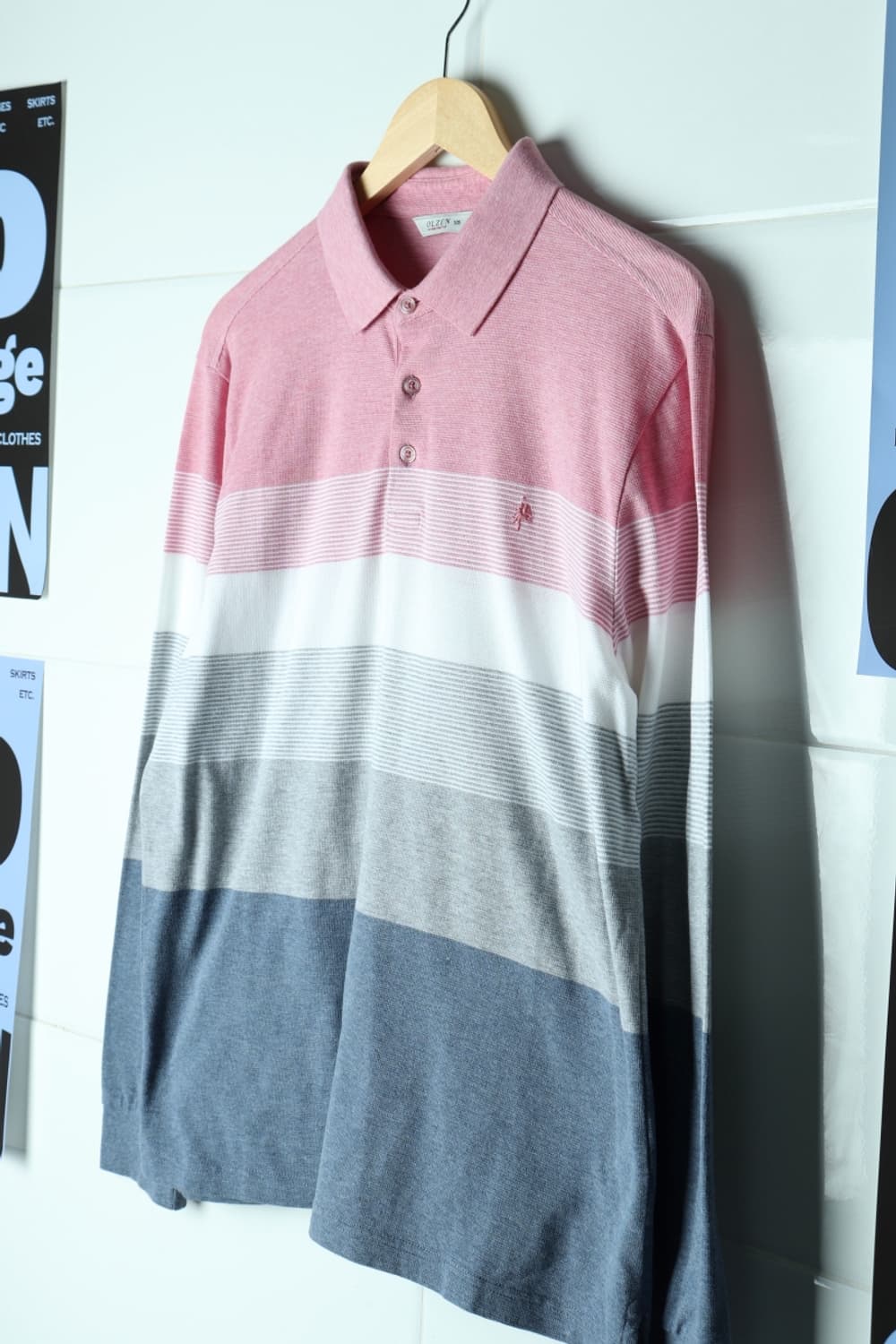 (XL) 올젠 카라 긴팔티셔츠 스트라이프 노멀-H32878 상품이미지1