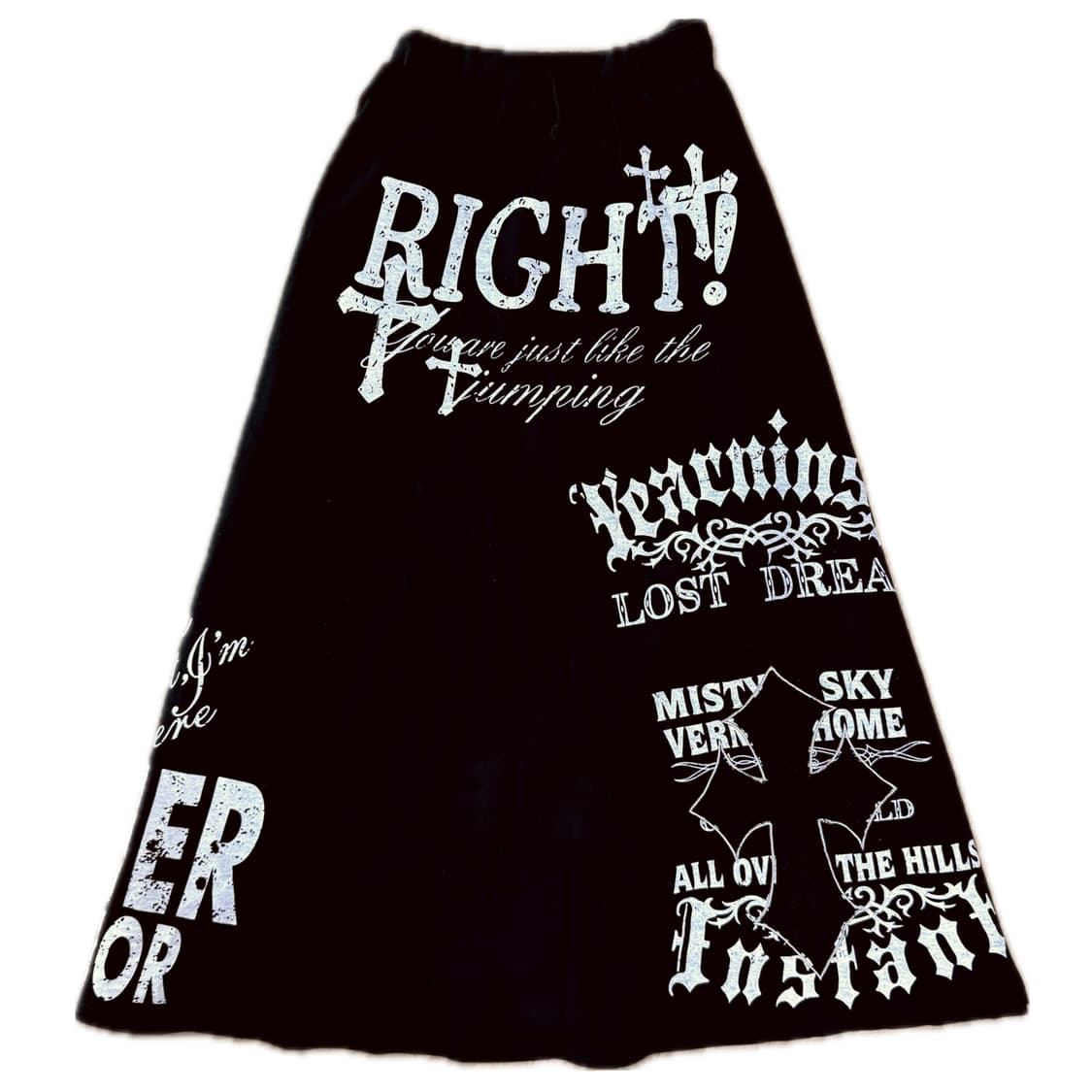 M.K.R 펑크 블랙 해골십자가 밴딩 롱스커트 상품이미지1