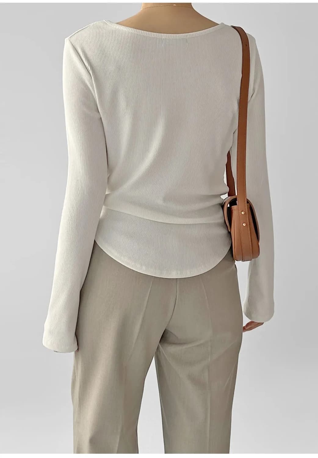 보트넥 골지 기본 기모 이너 긴팔 티 상품이미지4