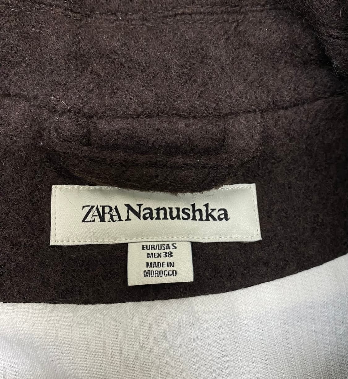 자라 nanushka 크롭 울 자켓 다크브라운 나누시카 상품이미지2