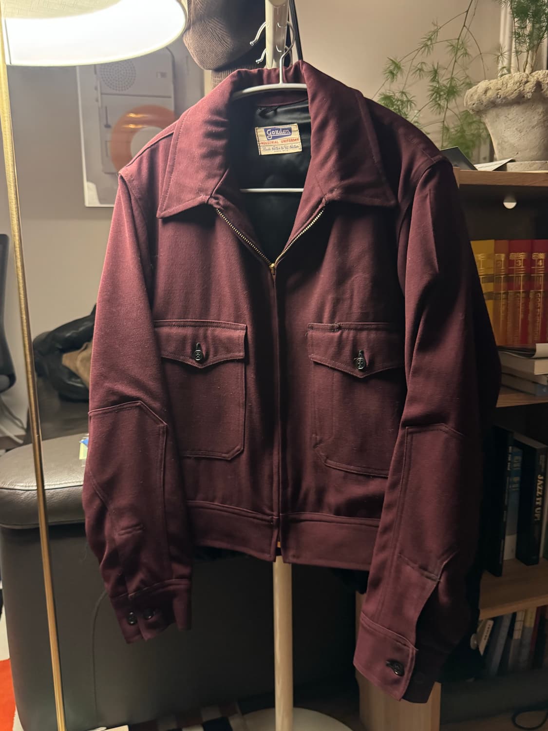 빈티지 고든 유니폼 워크 자켓 버건디 상품이미지1