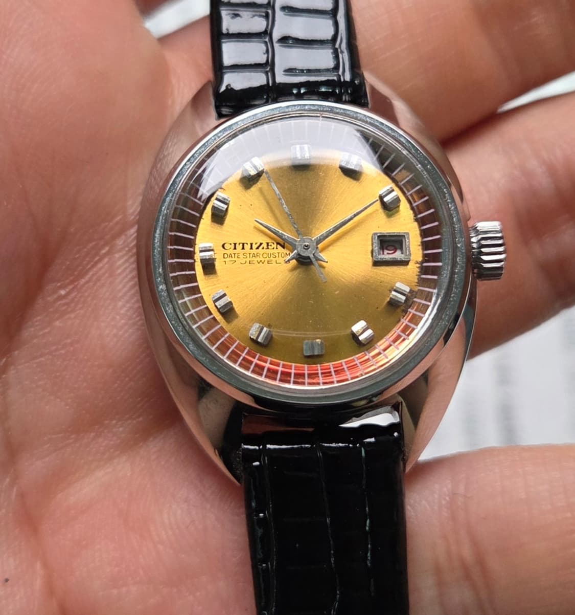 레어] 빈티지 시티즌 데이트스타 오렌지다이얼 수동 메커니컬 여성용 
 상품이미지7