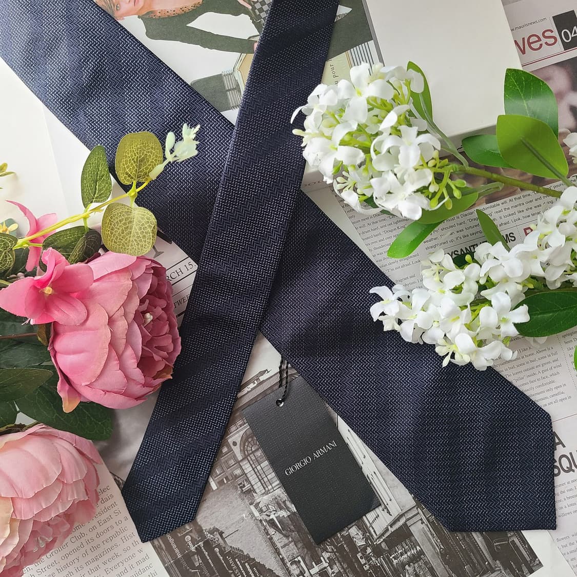 조르지오 아르마니 넥타이 네이비 9.1cm 새제품 g4
 상품이미지4