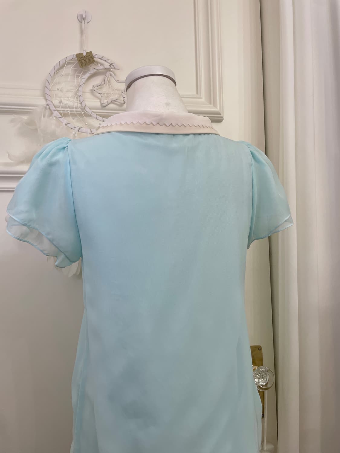 mint white collar flower point lovely bl 상품이미지4