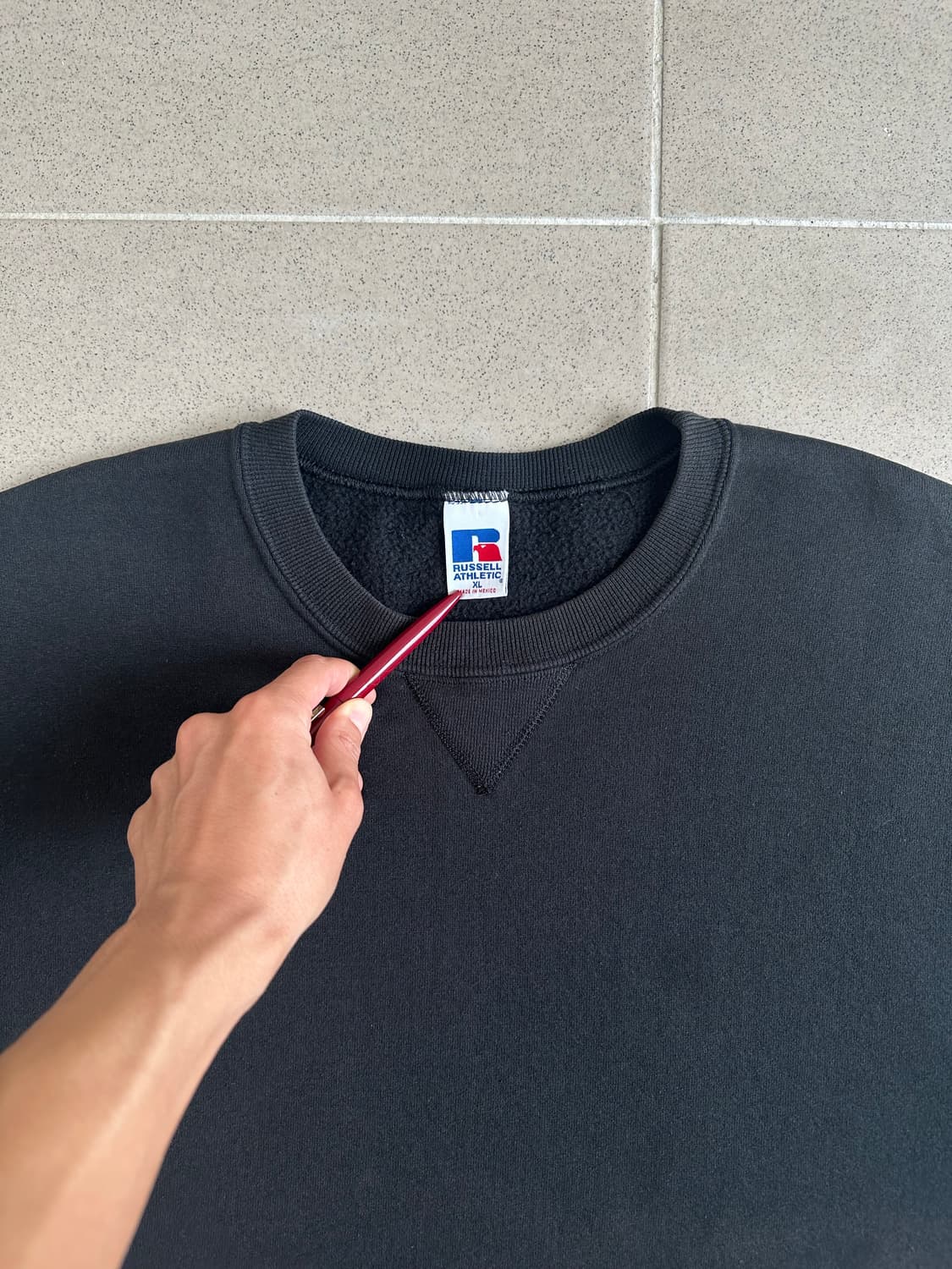 90s 빈티지 러셀 스웻셔츠 블랙 XL 상품이미지3