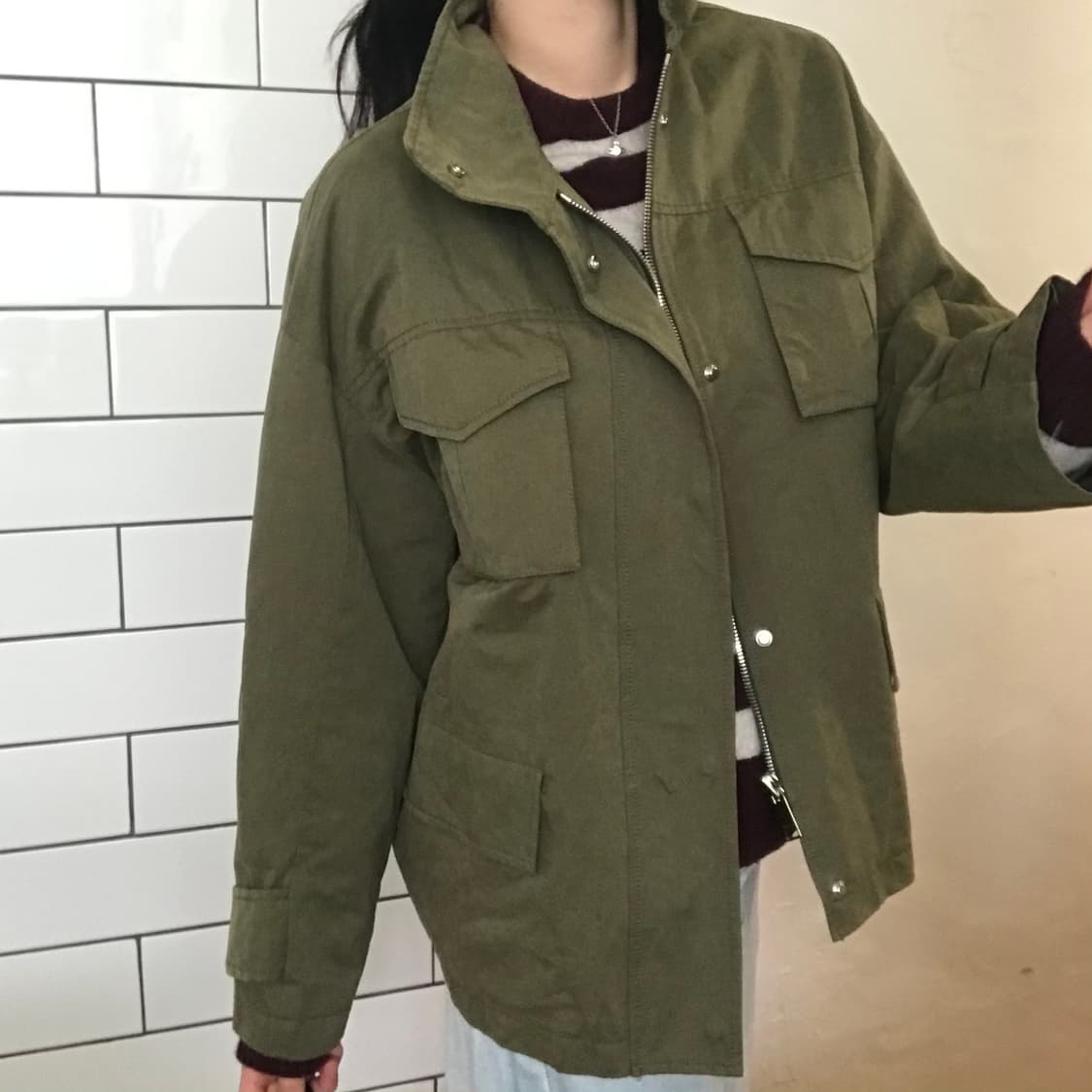 빈티지 카키 밀리터리 필드 자켓 상품이미지3