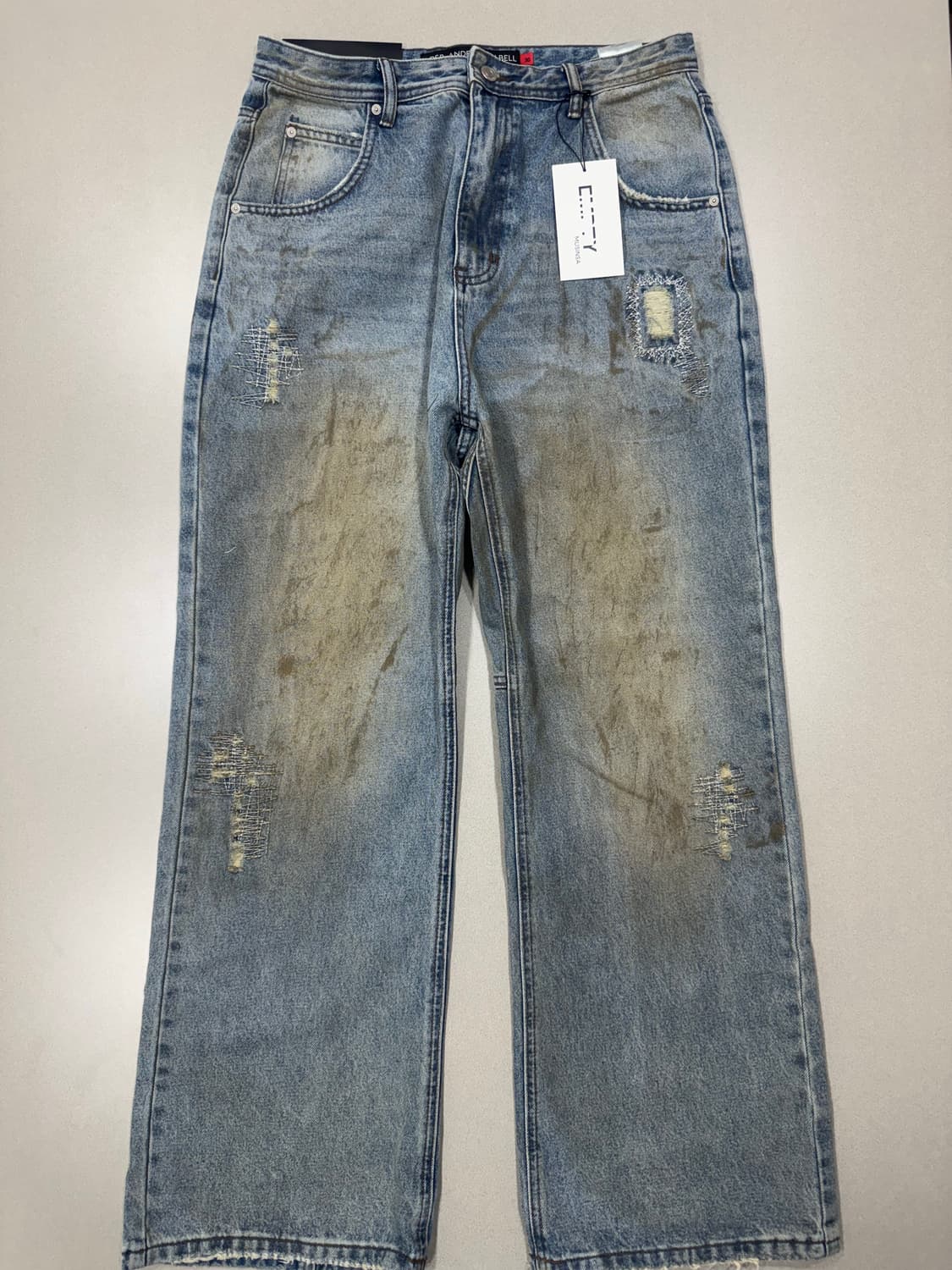 앤더슨벨 UNISEX DESTROYED WIDE-LEG JEANS  상품이미지1