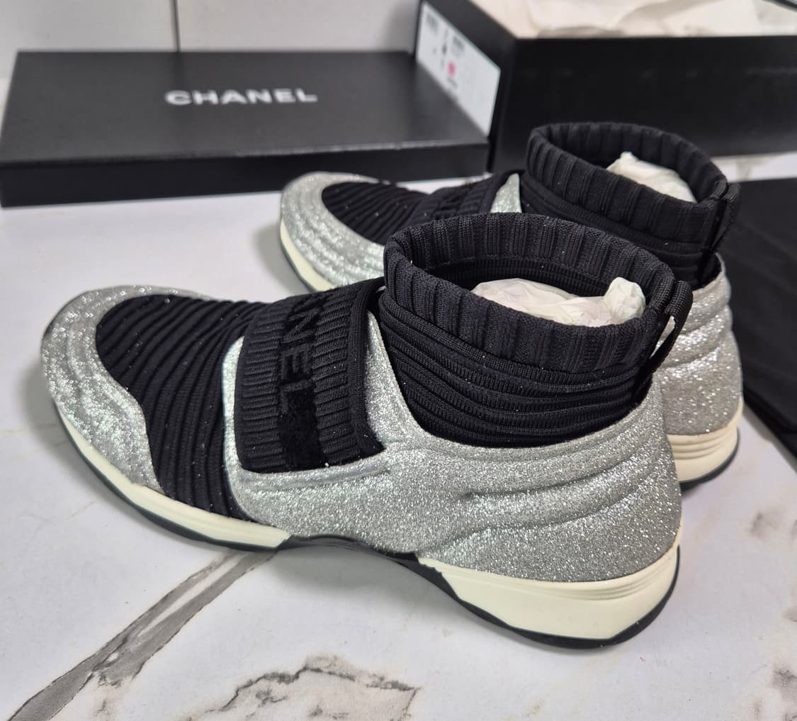 (정품) 샤넬 삭스 미드컷 글리터 스니커즈 35 상품이미지2