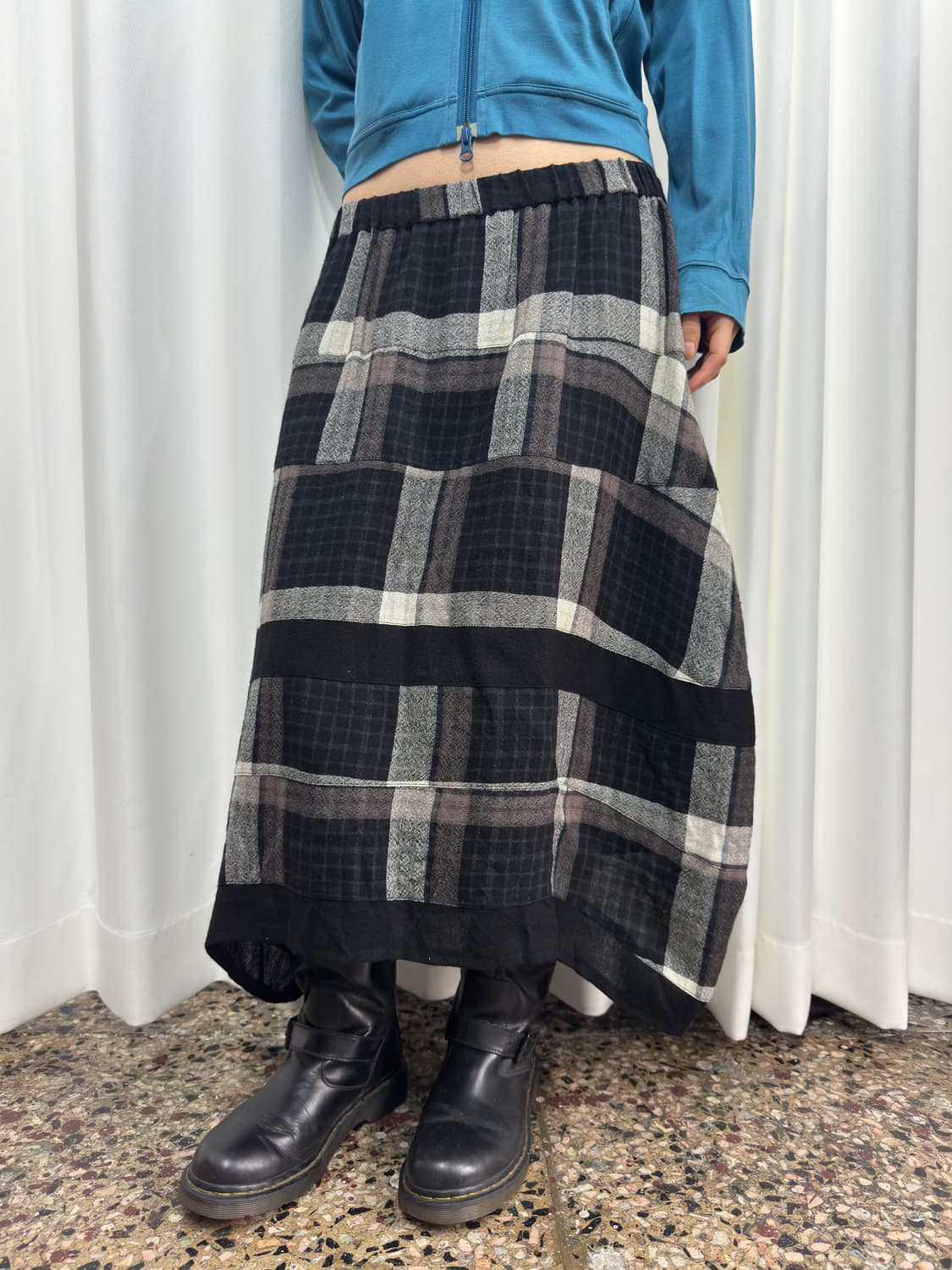 puff check skirt 상품이미지1