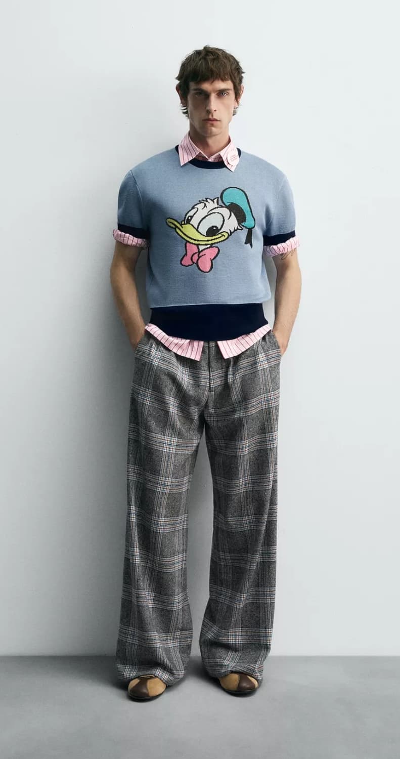 자라 X 디즈니 체크 와이드핏 팬츠 31 상품이미지2