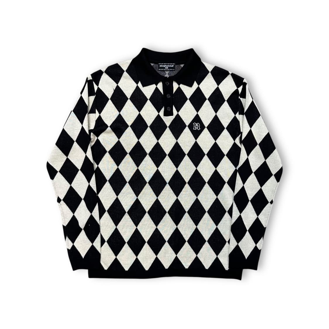 나이스고스트클럽 아가일 니트 상품이미지1