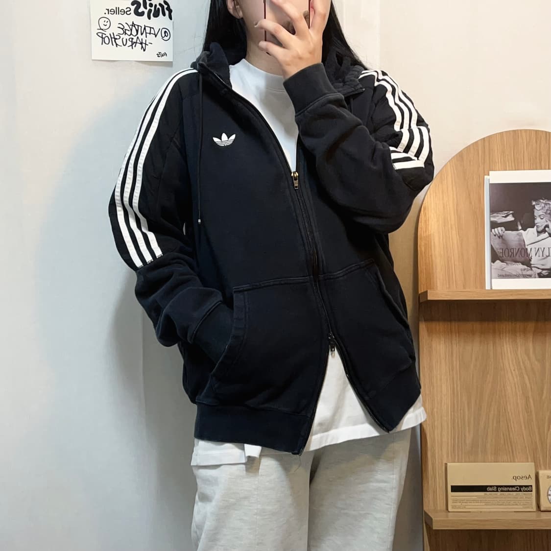 [정품] 아디다스 블랙 트레포일 투웨이 후집 [ 2XL ] 상품이미지2