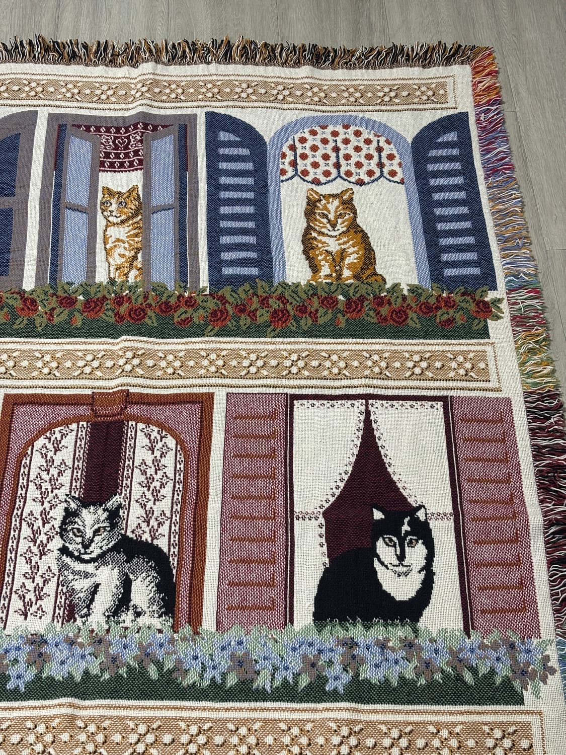 고양이 태피스트리 러그 자수 블랭킷 빈티지 상품이미지7