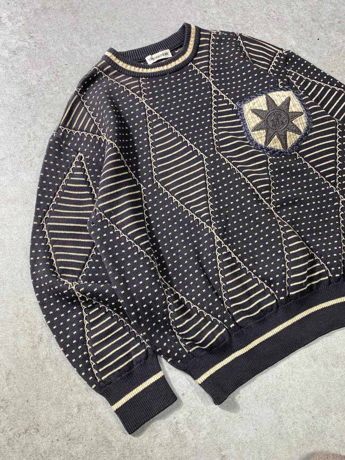 [L] 90s GRANSIGNORE 메이드 인 재팬 에스닉 울 니트 상품이미지4