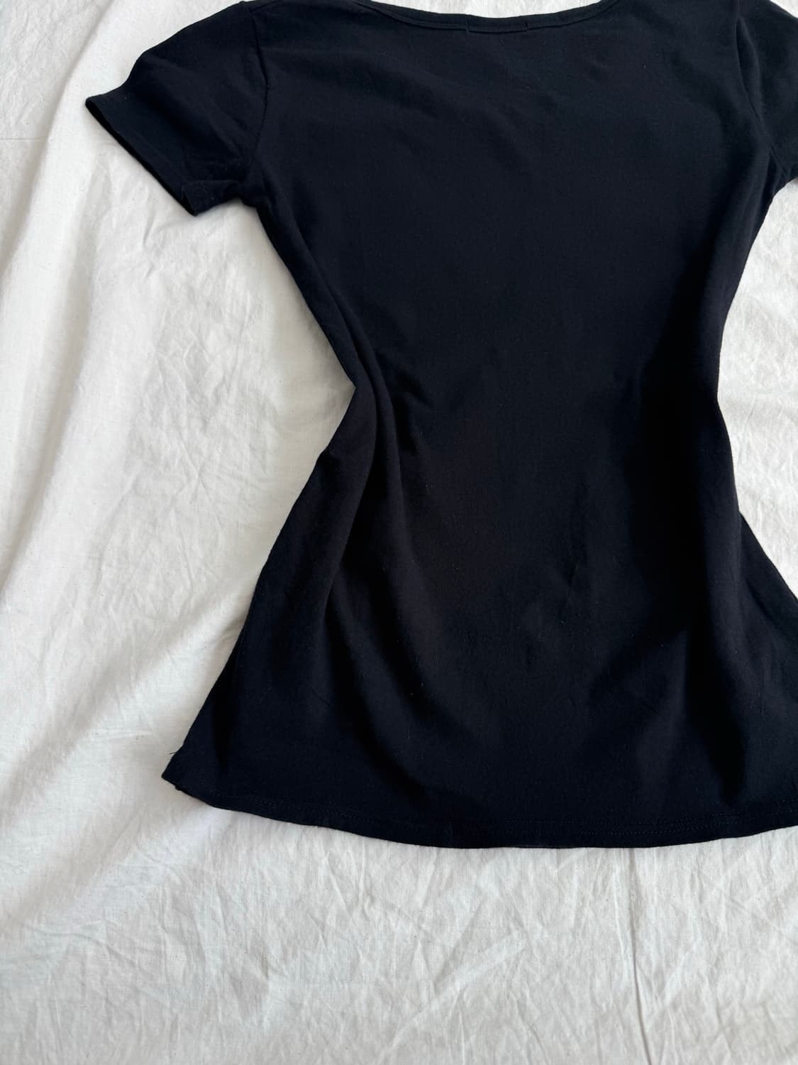 블랙 y2k 00’s 딱붙 프린팅 반팔 상품이미지5