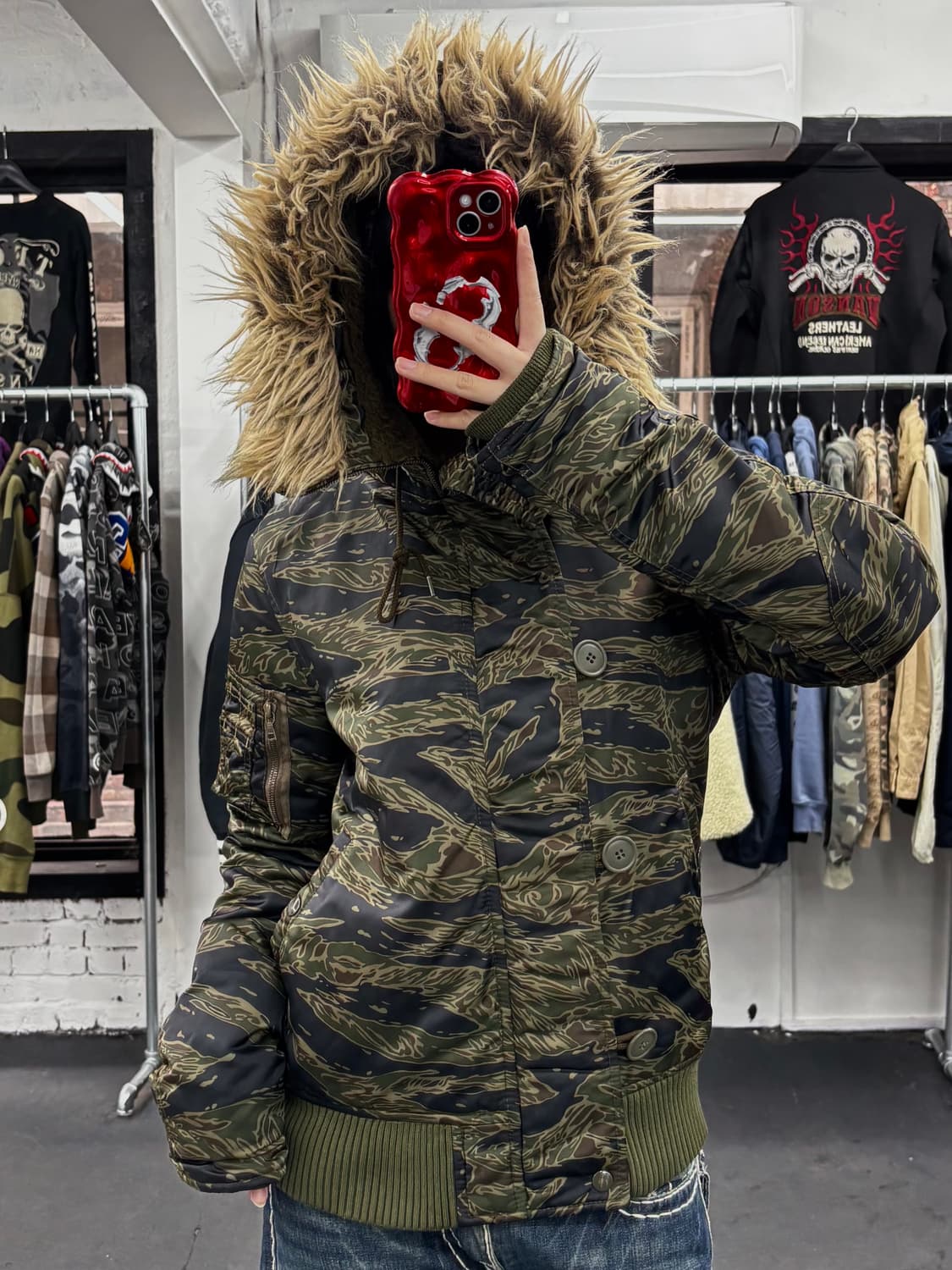 히스테릭 글래머 카모 N2B 퍼 후드 자켓 상품이미지1