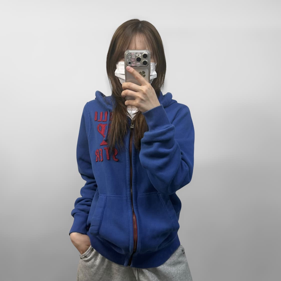 홀리스터 스펠 로고 후드집업 블루 상품이미지1