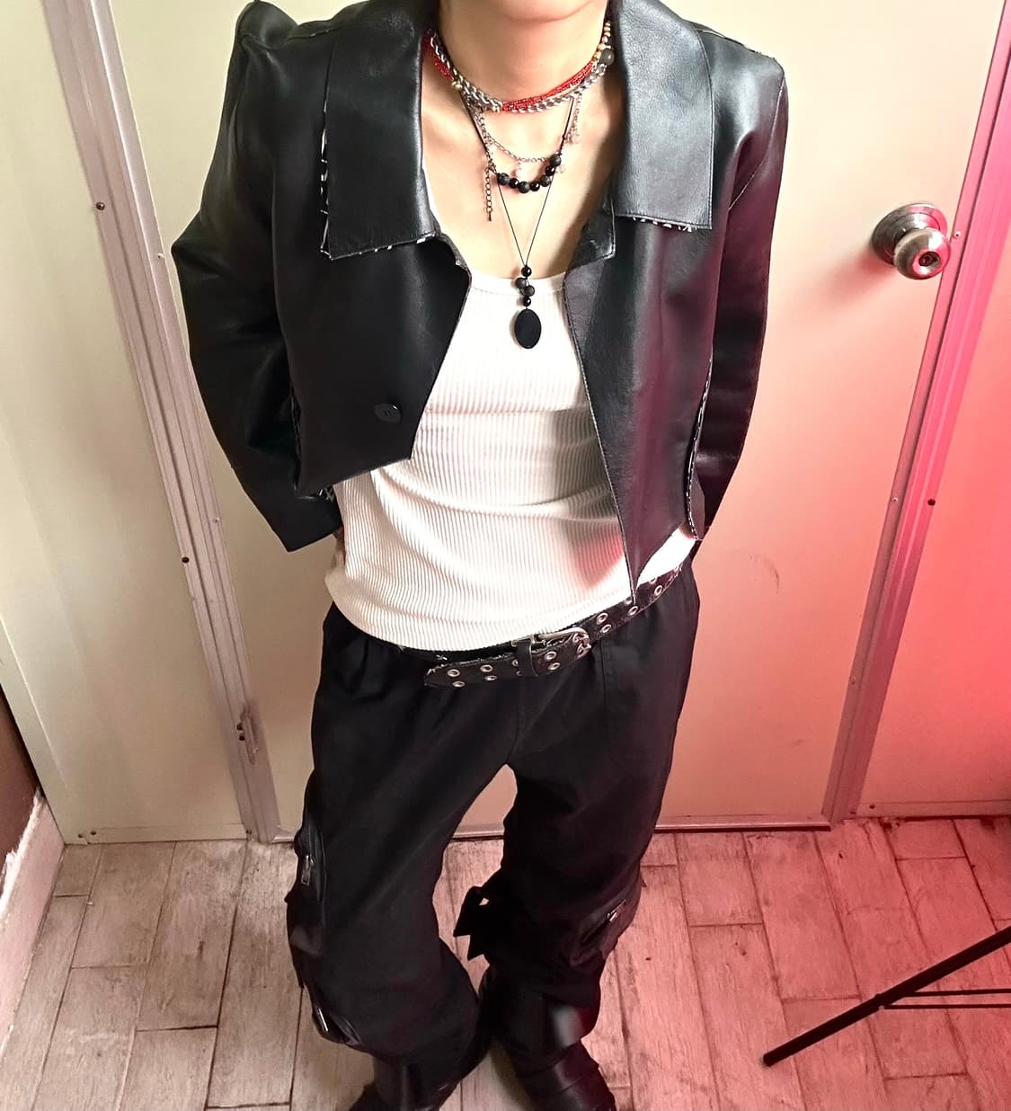 croped leather jacket 상품이미지2
