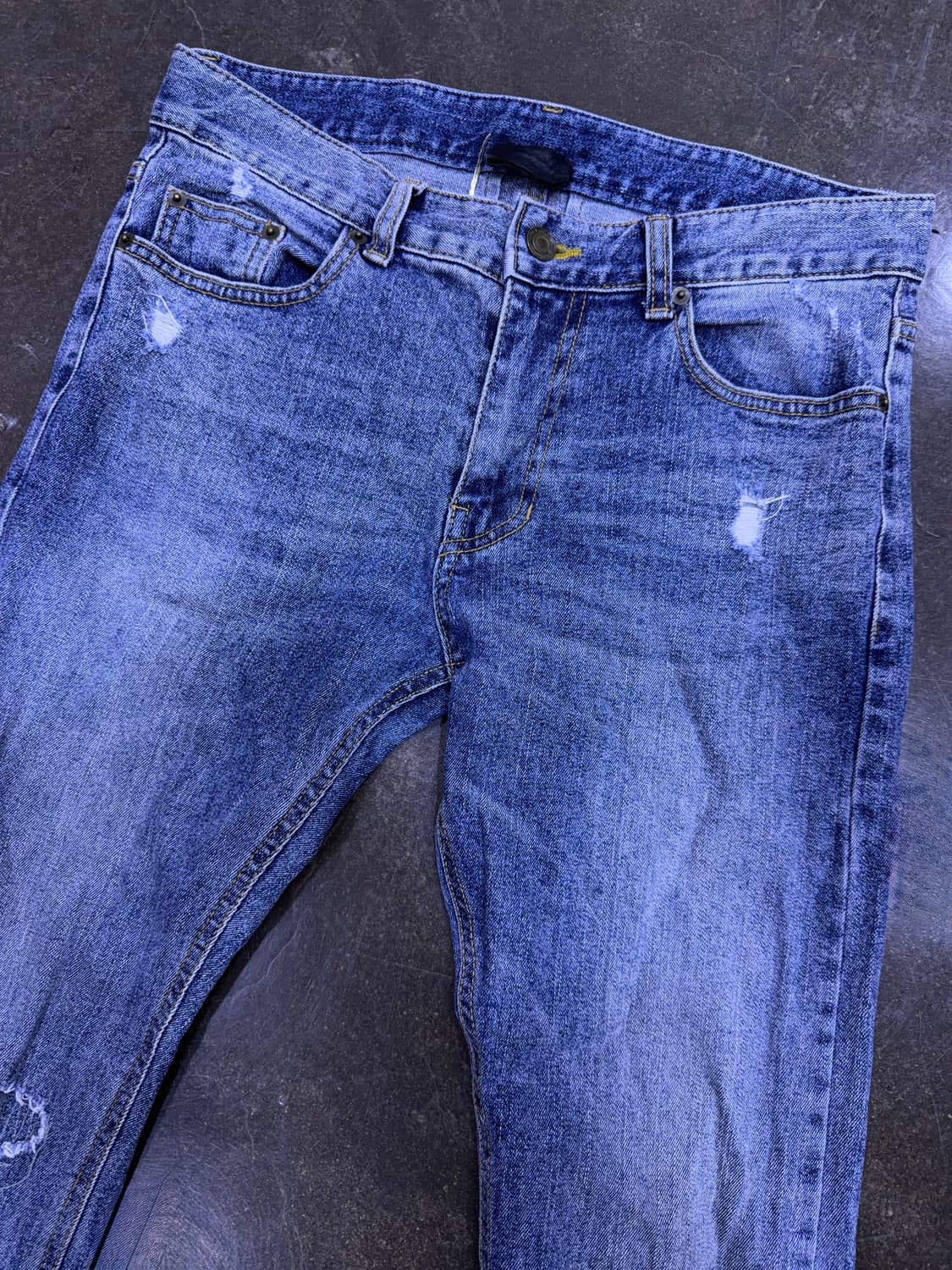 세인 슬림 스키니핏 빈티지 워싱 디스트로이드 데님팬츠 46 상품이미지3