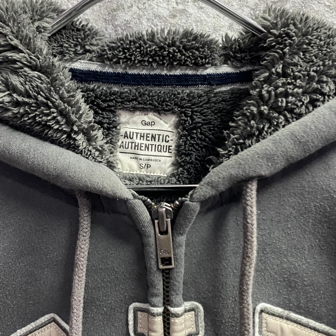 GAP 빅로고 퍼 그레이 후드집업 B4187 상품이미지3