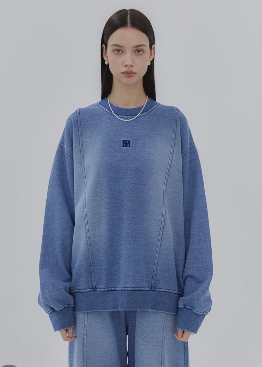 트리밍버드 데님 스웻 셋업 맨투맨 상품이미지1