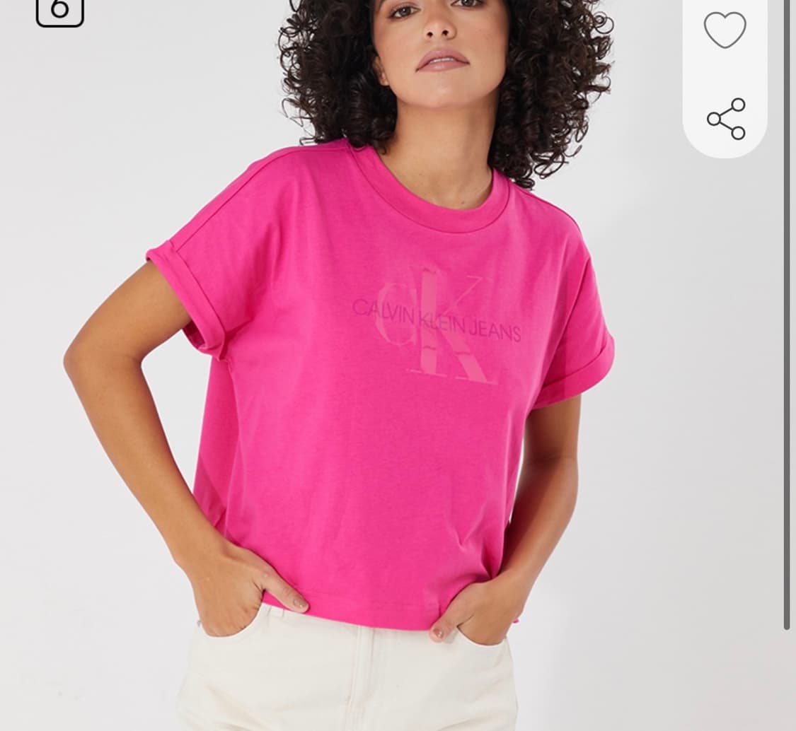 캘빈클라인 핫핑크 크롭 반팔 상품이미지2