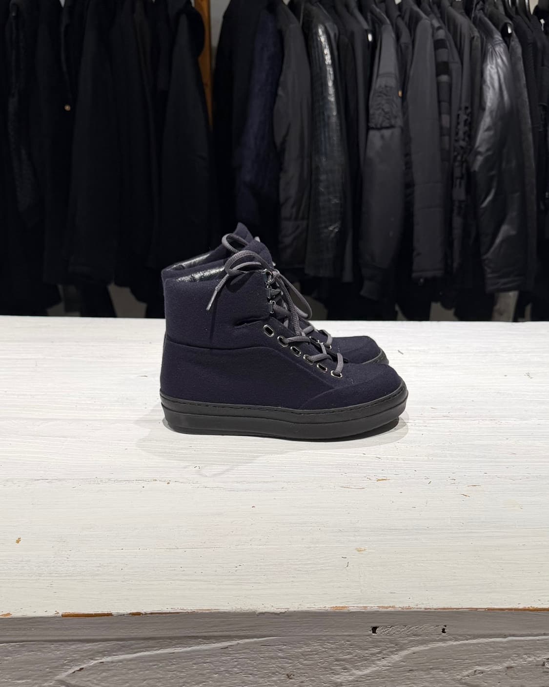 질샌더 네이비 펠트 레이스업 숏 부츠 상품이미지4