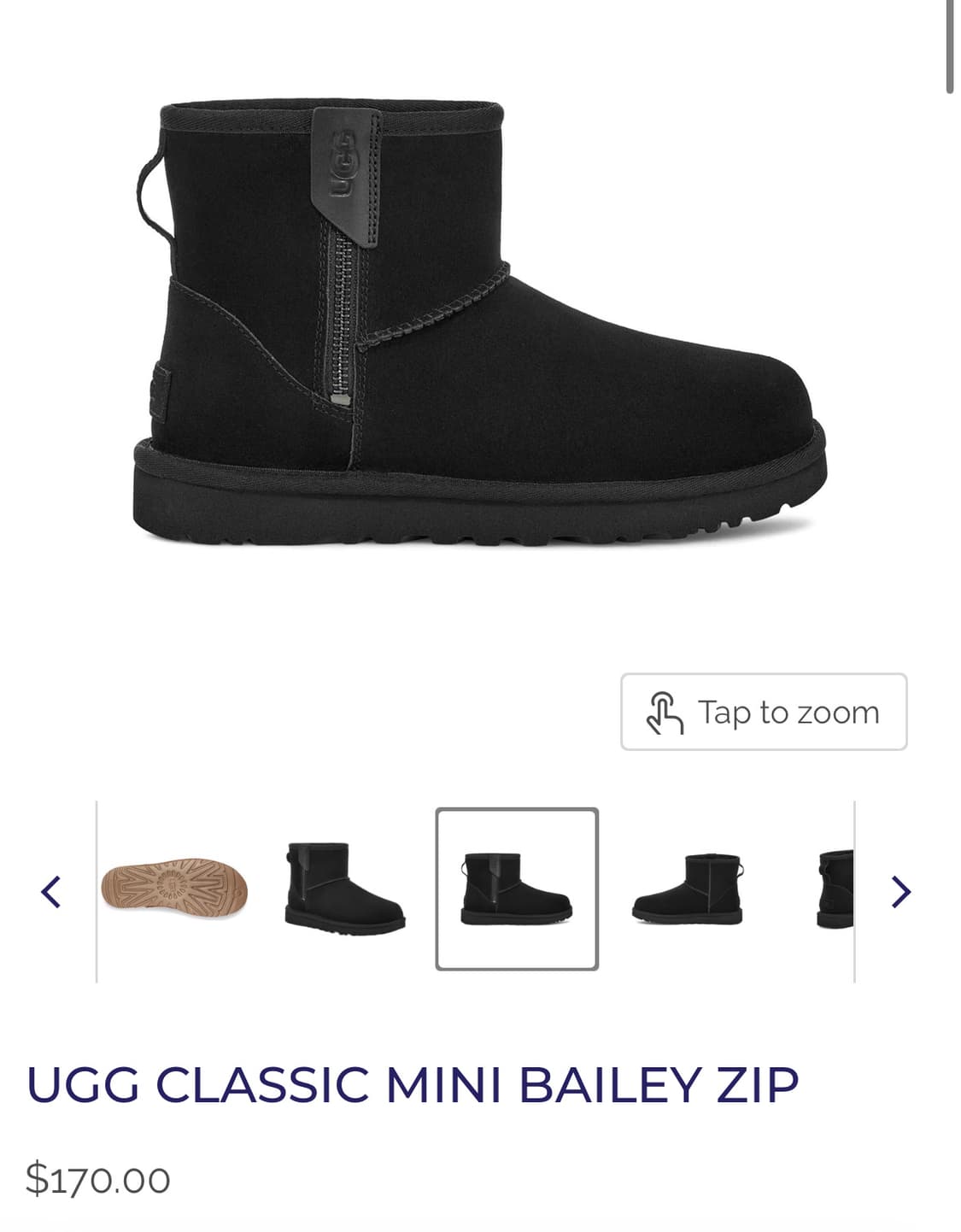 230 235 풀박 새상품 어그 미니 베일리 지퍼 블랙 앵클 부츠 방한 상품이미지2